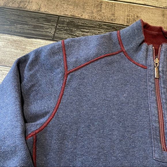 Tommy Bahama Men’s Reversible Maroon Navy 1/4 Zip Pullover Sweater Size Large - Picture 8 of 12